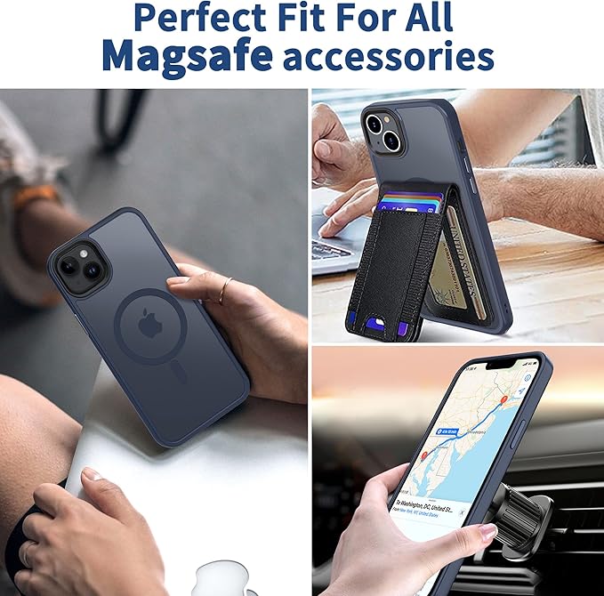 CACOE Magnetic Case for iPhone 13 & iPhone 14 6.1 inch-Compatible with MagSafe & Magnetic Car Phone Mount,TPU Thin Phone Cases Cover Protective Shockproof Anti-Fingerprint(Dark Blue) - Image 8