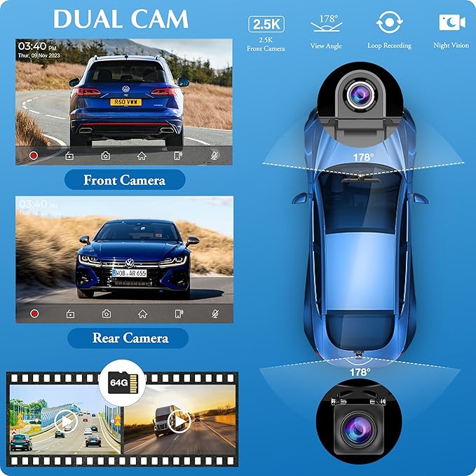 CARPURIDE W905 Wireless Carplay & Android Auto, Portable 9'' Touch Car Screen, 4K Dash Cam,Drive Play Car Play Navigation with Mirror Link/Siri/FM/Bluetooth/Light Sensor - Image 3