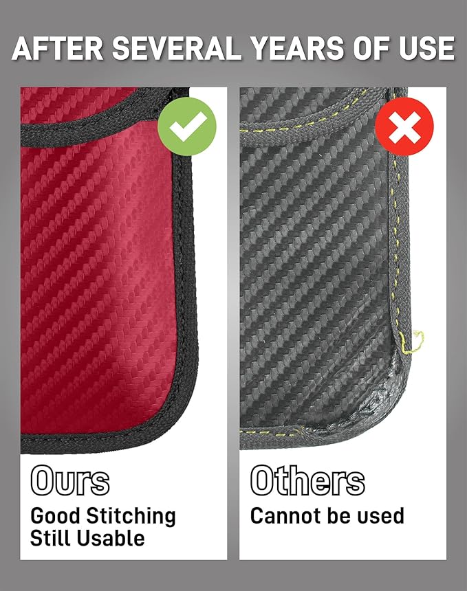 Upgraded Faraday Bag for Key Fob (2 Pack), Premium Faraday Key Fob Protector– Car RFID Signal Blocking, Car Security Protection, Anti-Theft Pouch, Anti-Hacking Case Blocker Red - Image 5
