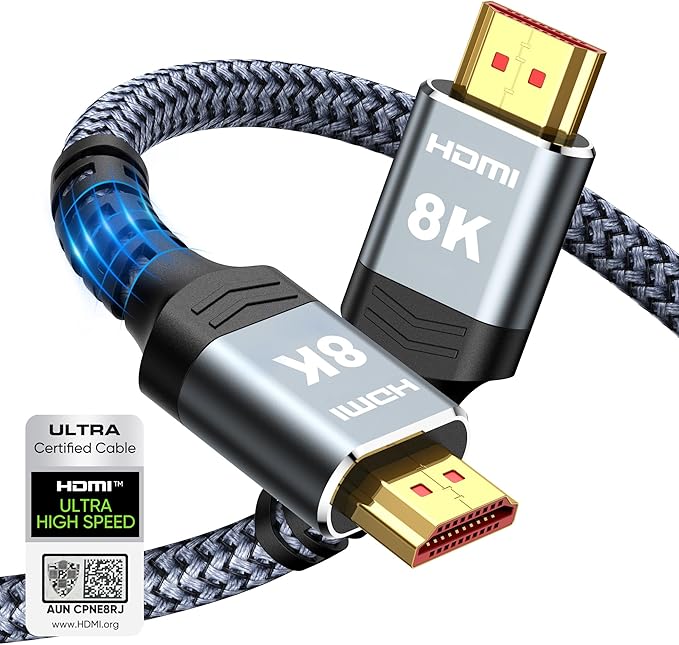 Highwings 8K 10K 4K HDMI Cable 48Gbps 6.6FT/2M, Certified Ultra High Speed HDMI Cable Braided Cord-4K@120Hz 8K@60Hz, DTS:X, HDCP 2.2 & 2.3, HDR 10 Compatible with Roku TV/PS5/HDTV/Blu-ray by Highwings