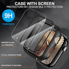 Suoman 2-Pack for Apple Watch Series 11/10 42mm Case, 9H Tempered Glass Screen Protector, All-Around PC Hard Protection Cover -Black+Black - Image 5