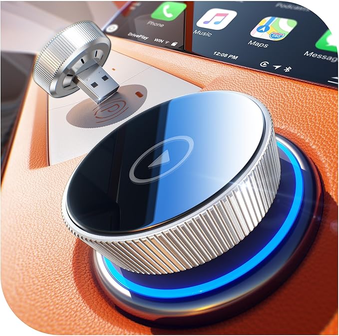 Wireless Carplay Adapter, 60% Smaller, 3X Auto-Connect, No Latency, Plug&Play, Bluetooth&WiFi, for Apple Carplay Wireless Adapter, Mini Dongle for iPhone 5~17 & 927+ Cars, USB A/C (Silver) by Cleviton