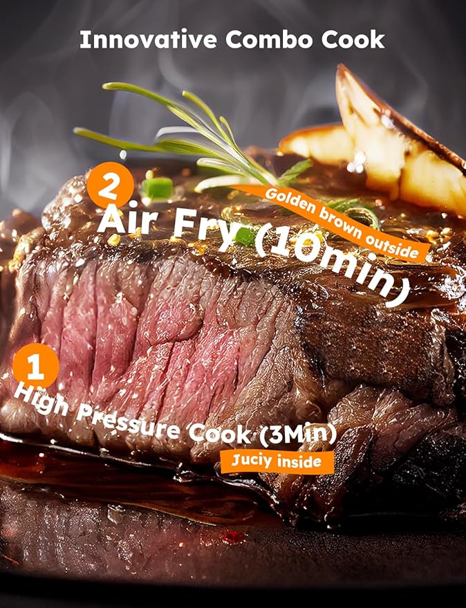 Nuwave Duet Air Fryer, Electric Pressure Cooker & Grill Combo, 540 IN 1 Multicooker with 3 Removable Lids, Slow Cook, Sautés, Dehydrator, 18/10 SS Pot, Sure-Lock Safety Tech & 13 Deluxe Accessories - Image 4