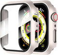 Diruite 2-Pack for Apple Watch 41mm Screen Protector Case,for iWatch Series 9/8/7/6/5/4/Series SE/SE 2 41mm Protection Cover All-Around Tempered Glass Screen Protector Case Ultra-Thin - Starlight by Suoman