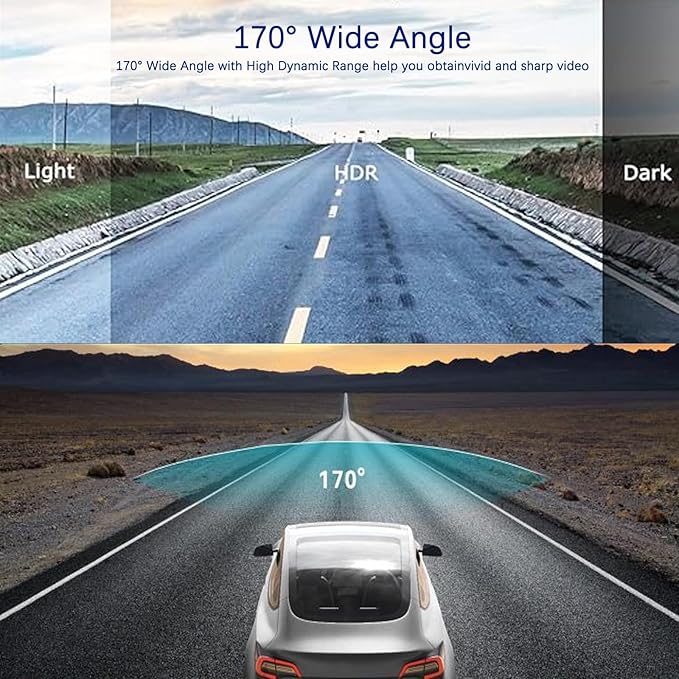 Dash Cam Front and Inside, 1080P Dual Dash Cam for Car, 3.16 Inch IPS Screen Driving Recorder with IR Night Vision, Loop Recording, Wide Angle Lens, 24H Parking Traffic Recorder - Image 3