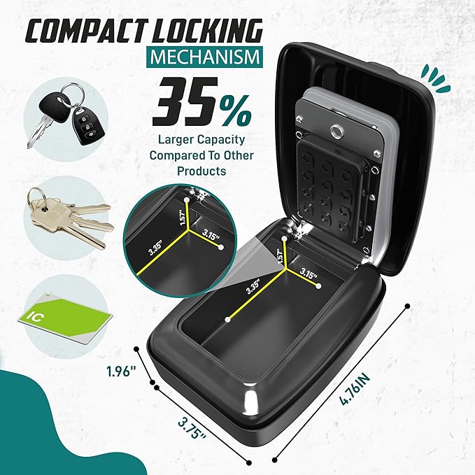 Superlit Car Lock Box - Turo Key Lock Box for Car Window for Rentals & Rideshare, anti-theft Car Device for Vehicles Waterproof Lockbox for Car Keys with RFID Signal Blocker Pouch - Standard - Image 7
