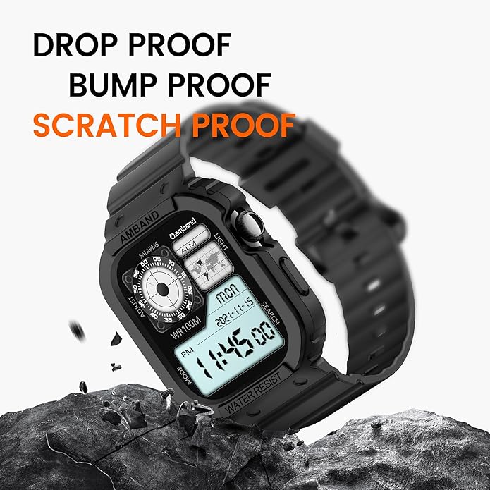 amBand E1 Sport Case Band for Apple Watch Ultra 3/2/1 & SE 3/2/1 & Series 11 10 9 8 7 6 5 4 3 49mm 46mm 45mm 44mm 42mm 41mm 40mm 38mm, Shockproof & Scratch Resistant Rugged Bumper for Men Women - Image 7