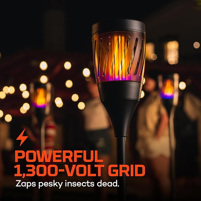 NEBO Solar Torch Zapper | Warm Tiki Torch Light for Outdoor Use & Insect Killing Electric Zapper, Solar Powered Rechargeable Battery, Perfect for Bugs like Mosquitos, Flies & Gnats - Image 3
