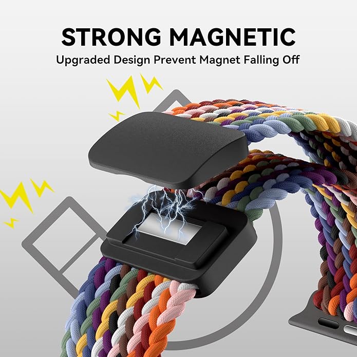 Braided Stretchy Band Compatible with Apple Watch Band 38mm 40mm 41mm 42mm 44mm 45mm 46mm 49mm Women Men, Adjustable Nylon Elastic Magnetic Clasp Strap for iWatch Series 10 9 8 7 6 5 4 3 2 1 SE Ultra - Image 2