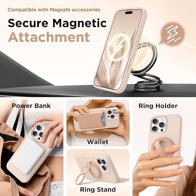 GolbinBox Magnetic for iPhone 16 Pro Case, Compatible with MagSafe, [Soft Anti-Scratch Microfiber Lining], Liquid Silicone Shockproof Protective Phone Case for iPhone 16 Pro 6.3", Sunny - Image 4