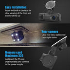 Three-Lens Driving Recorder, 3 Channel Dash Cam Front Inside Rear, 1080P Car Camera with App (Record+WiFi) - Image 4