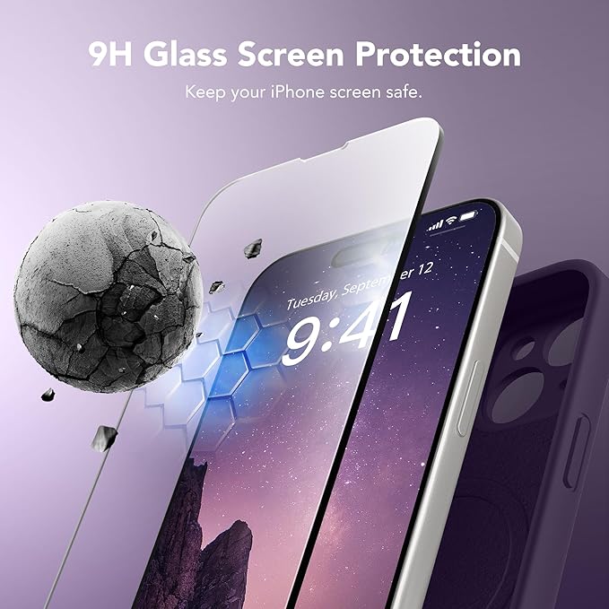Magnetic for iPhone 13 Case, Compatible with MagSafe, [Full Camera Protection][Screen Protector] Silicone Shockproof Protective Phone Case for iPhone 13 6.1", Deep Purple - Image 4