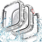 Goton 40mm Waterproof Bling Case for Apple Watch Screen Protector SE 3/2/1,Series 6/5/4 40 mm, Sparkling PC Front Bumper & Hollow Back for iWatch Cover, Splash-Resistant, Easy Install by Goton