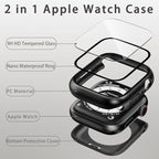 2 in 1 Waterproof Case Compatible with Apple Watch 45mm Series 9/8/7 with Tempered Glass Screen Protector, Full Coverage Bumper Cover for iWatch Case 45mm Black - Image 2