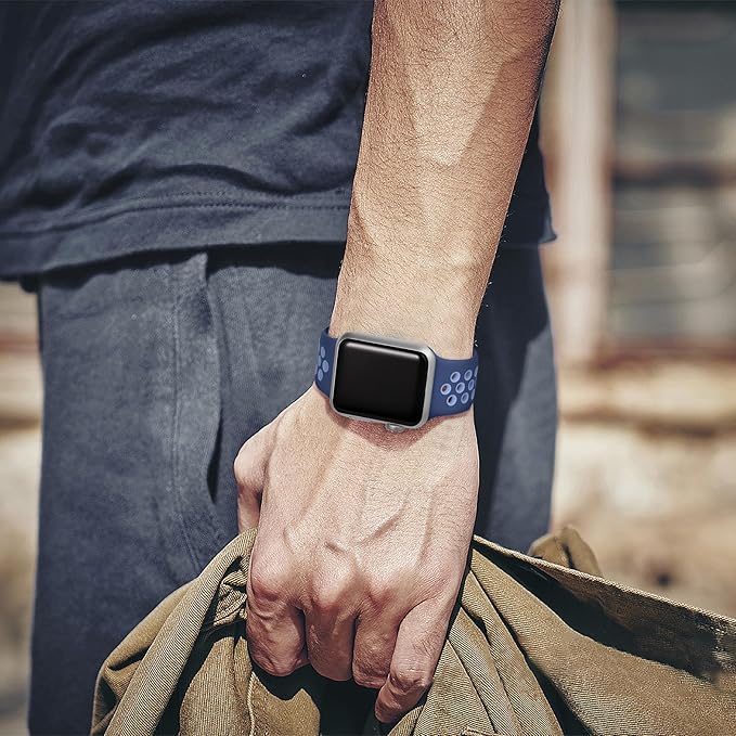 Lerobo Compatible with Apple Watch Band 44mm SE 3 2 Series 11 10 46mm Series 9 8 45mm Ultra 3 2 Ultra 49mm 42mm for Men Women,Soft Silicone Sport Strap for iWatch Series 7 6 5 4 3 2 1 Yankees Blue - Image 5