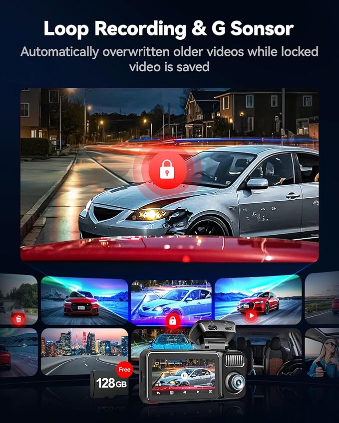 REDTIGER F17 Elite & USB C to USB C Power Cord, 4K Dash Cam 3 Channel, STARVIS 2 IMX678 & IMX675, Front and Rear Inside Car Camera for Cars, 128GB Card, Full Color Night Vision, 5.8GHz WiFi GPS, HDR - Image 8