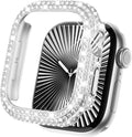 KADES Bling Case Compatible for Apple Watch Series SE3/SE2/6/5/4/SE 40mm, Sparkly Full Diamond Protective PC Bumper Cover, Rhinestone Frame for Women, 40mm-Silver by KADES