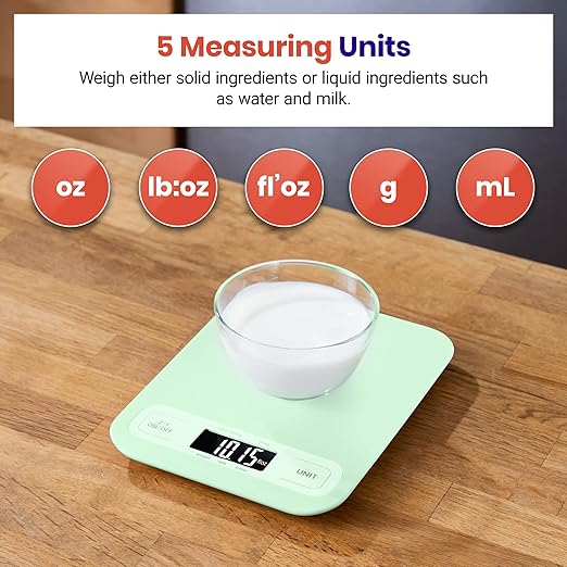 Etekcity Food Kitchen Scale, Digital Grams and Ounces for Weight Loss, Baking, Cooking, Keto and Meal Prep, Large, Green - Image 3