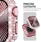 KADES Compatible with Apple Watch Series 11 10 42mm, Bling Full Diamond Rhinestone Protective Case with Built-in Screen Protector, Sparkling iWatch Protective Bumper Cover, Pink - Image 3