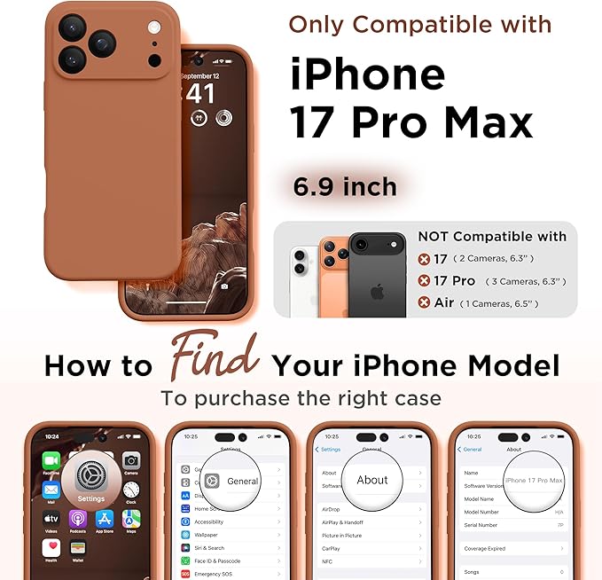 GolbinBox Magnetic for iPhone 17 Pro Max Case, Compatible with MagSafe, [Full Camera Protection] [Screen Protector], Silicone Shockproof Phone Cover with Anti-Scratch Microfiber Lining, Rose Orange - Image 2