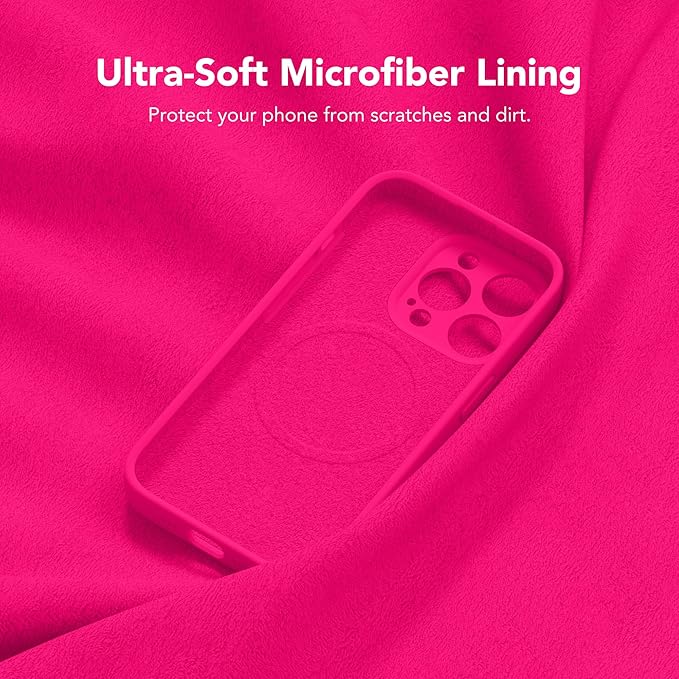 Magnetic for iPhone 13 Pro Max Case, Compatible with MagSafe, [Full Camera Protection][Screen Protector] Silicone Shockproof Protective Phone Case for iPhone 13 Pro Max 6.7", Hot Pink - Image 7