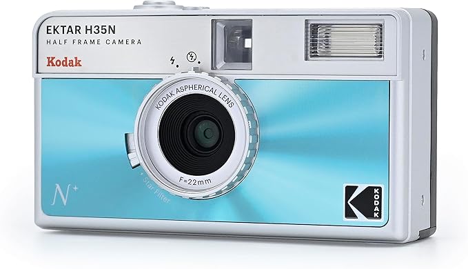 Kodak EKTAR H35N Half Frame Film Camera Bundle with Kodak Ultramax 400/24EXP 35mm Roll Film (Glazed Blue, Bundle) - Image 3
