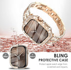Surace Compatible with Apple Watch Series 11 Series 10 Case, 300 Crystal Diamonds with Screen Protector Overall Protective Case Face Cover Bling Bumper Case for Apple Watch 10 11 42mm, Rose Gold - Image 4