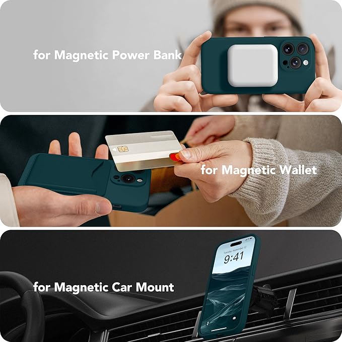 Magnetic for iPhone 15 Pro Case, Compatible with MagSafe, [Full Camera Protection][Screen Protector] Silicone Shockproof Protective Phone Case for iPhone 15 Pro 6.1", Deep Blue - Image 4