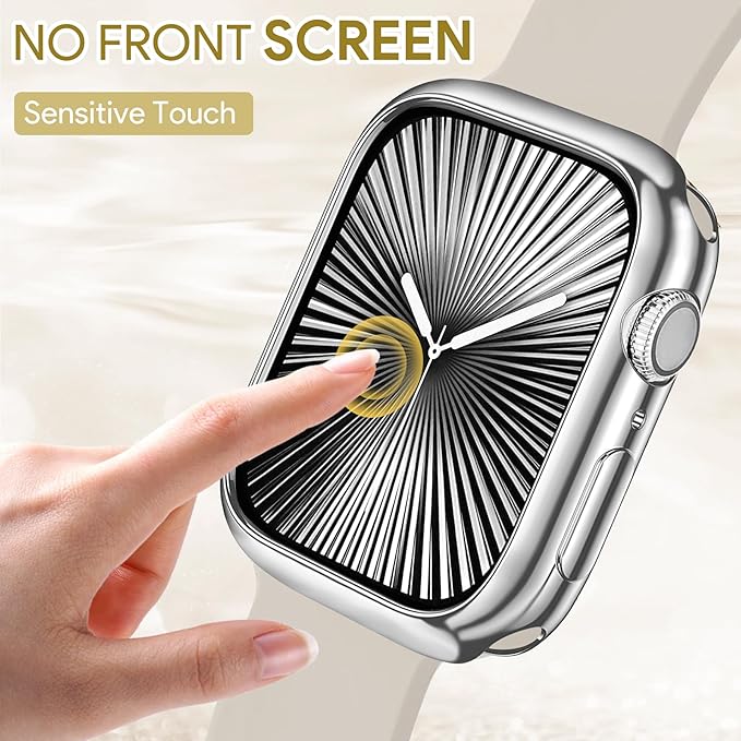 JR.DM Soft Flexible TPU Case Compatible for Apple Watch Series 11 (2025) Series 10 46mm Touchable Screen Lightweight All-Around Protector Thin Guard Shockproof Cover Shiny Bumper for iWatch, Silver - Image 3