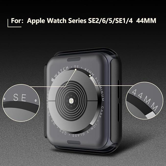 [2-Pack] Julk 44mm Case for Apple Watch New SE 3 (2025) / Series 6 / Series 5 / Series 4 / SE Screen Protector, Overall Protective Hard PC HD Ultra-Thin Cover for iWatch, 2 Matte Black - Image 3