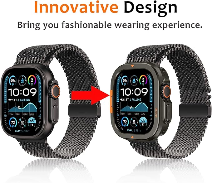 Amizee Metal Case Compatible with Apple Watch Ultra 3/2/1 49mm Case with Back Cover, Rugged Protective Bumper Cover for iWatch 49mm, Graphite - Image 2