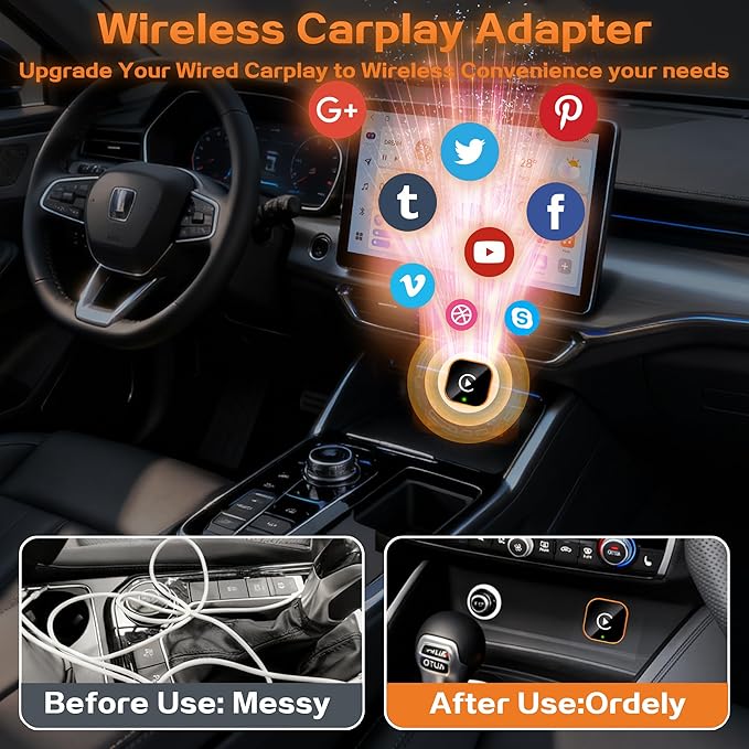 2026 Wireless CarPlay Adapter for iPhone,2 in 1 for Apple Carplay and Android Auto Adapter,Mini carplay Wireless Adapter Convert Wired to Wireless, Plug & Play, USB to USB-C/Type-C (Orange) - Image 6