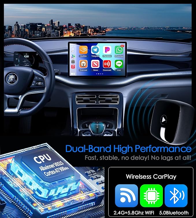 Wireless CarPlay Adapter for iPhone& Android,2-in-1CarPlay Dongle,Upgrade Wired to Wireless CarPlay Adapter,Cars with USB-A & Type-C Extension Cables,Stable Control,Plug and Play (Black) - Image 7