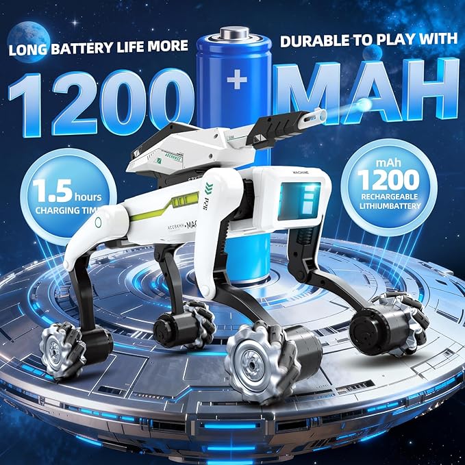 3 in 1 Robot Dog with Wheels Kit, 30+ Bionic Actions, Voice & Remote Control, Programmable Moves, All-Terrain Stunt Pet, Ideal Gift for Kids Aged 6+(Removable Claw & Cannon) - Image 7
