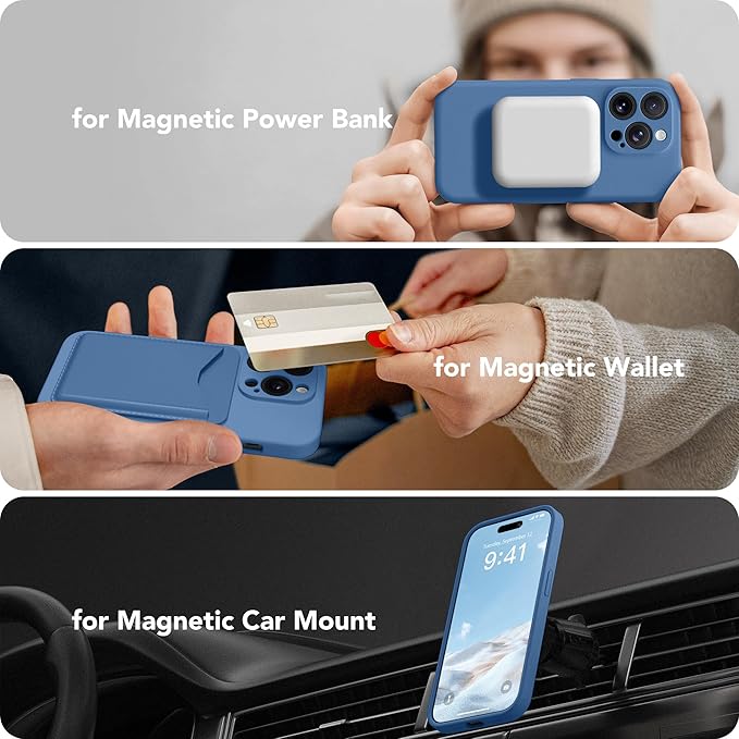 Magnetic for iPhone 13 Pro Max Case, Compatible with MagSafe, [Full Camera Protection][Screen Protector] Silicone Shockproof Protective Phone Case for iPhone 13 Pro Max 6.7", Lake Blue - Image 5