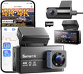 4K+4K Dash Cam Front and Rear, Sarmert C4 Dash Cam Free 128GB Card Included, Built-in GPS and 5G WiFi, HDR Night Vision, WDR Dash Camera for Cars, App, 24H Parking Mode by SARMERT