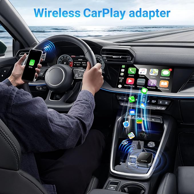 Wireless CarPlay Adapter for iPhone,Convert Wired to Wireless Car Play Dongle, Plug & Play USB/Type-C Adapter for Cars,Seamless Control for iOS 10+（Only Applicable to Cars with carplay System）-Blue - Image 3
