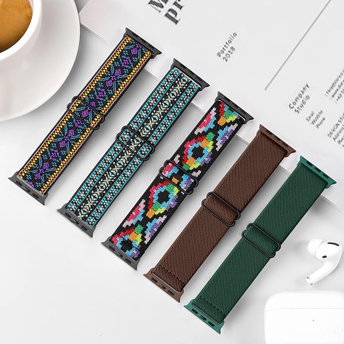 5 Pack Stretchy Nylon Band Compatible with Apple Watch Bands 40mm 41mm 42mm 44mm 45mm 46mm 49mm 38mm for Women Men, Braided Solo Loop Strap for iWatch SE3 2, Ultra3 2 1, Series 11 10 9 8 7 6 5 4 3 2 1 - Image 4