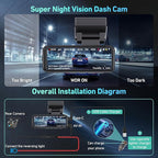 Dash Cam Front and Rear, 4K Dash Cam Built-in 5.8G WiFi GPS ADAS, 3.2" IPS Screen Dash Camera for Cars with Free 32GB Card,G-Sensor,Loop Recording,WDR,Night Vision Dashboard Camera - Image 7