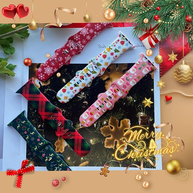 Christmas Watch Band Compatible with Apple Watch Bands 38mm 40mm 41mm 42mm 44mm 45mm 46mm 49mm for Women Men Gift, Halloween Adjustable Soft Silicone Strap Replacement for iWatch Series 11 10 9 8 7 6 5 4 3 2 1 SE Ultra Holidays Gift - Image 7