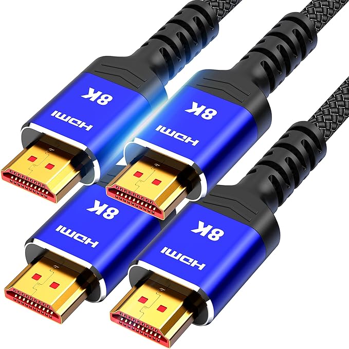 Highwings 8K HDMI 2.1 Cable 6.6FT/2M 2-Pack, Ultra High Speed HDMI Cable Braided Cord-4K@120Hz 8K@60Hz, DTS:X, HDCP 2.2 & 2.3, HDR 10 Compatible with Roku TV/HDTV/Blu-ray by Highwings