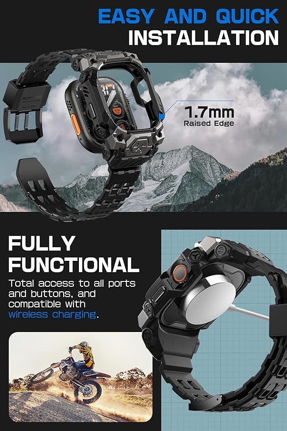 SUPCASE for Apple Watch Ultra 3/2/1 49mm Case with Band (Unicorn Beetle Ore), [Anti-Scratch] [Military-Grade Protection] Rugged Sport Men Bumper Case with Adjustable Strap Band, Black - Image 5