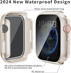 Waterproof Privacy Case Compatible with Apple Watch Series 9/8/7 45mm with Anti-peep Screen Protector, iWatch Face Cover Protective Bumper for iWatch Case 45mm Silver - Image 3