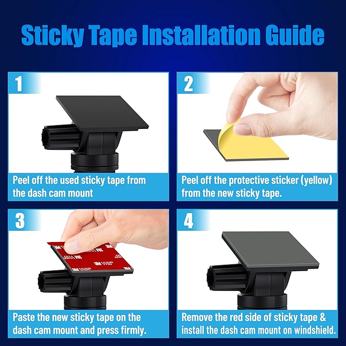 ROVE Windshield Electrostatic Films and 3M Sticky Tapes, 2 Pieces Each for mounting R2-4K, R2-4K PRO, and R2-4K Dual Dash Cams (Front) - Image 7