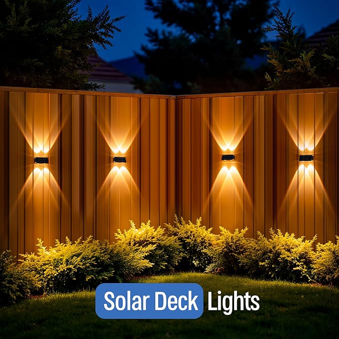 NIORSUN Solar Fence Lights,12 Pack Deck Light,Led Outdoor Lights 3000K/4500K/6000K+ RGB Up & Down Wall Lights Waterproof,Solar Powered Light for Backyard/Pool/Railing/Patio/Porch/Step Black - Image 3