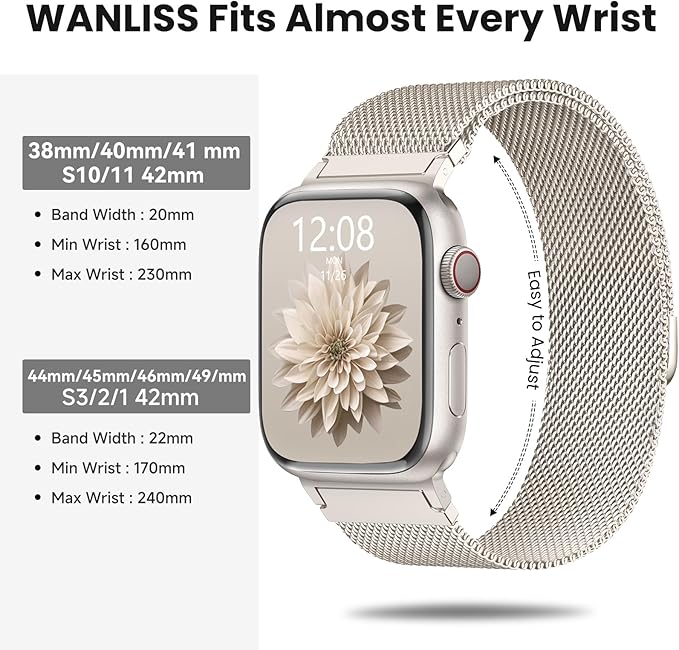 Original Metal Milanese Loop Compatible with Apple Watch Band 38mm 40mm 41mm 42mm 44mm 45mm 49mm for Women Men, Magnetic Stainless Steel for iWatch Se Ultra Series 11 10 9 8 7 6 5 4 3 2 1 - Image 4