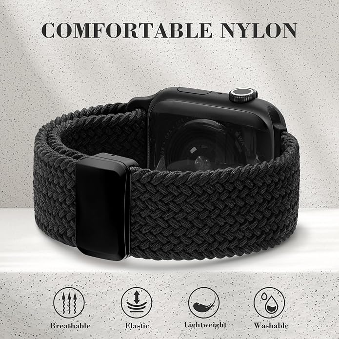 Braided Stretchy Band Compatible with Apple Watch Bands for Women 38mm 40mm 41mm 42mm 44mm 45mm 46mm 49mm Men,Soft Nylon Solo Loop Sport Straps for iWatch Series 11 10 9 8 7 6 5 4 3 SE Ultra - Image 2