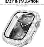 KADES Compatible with Apple Watch Series 3 2 1 with Built-in Tempered Glass Screen Protector Bling Crystal Diamond Rhinestone Full Protective Bumper Cover for Women (38mm,Silver) - Image 6
