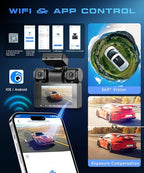 4-Channel 360° Dash Cam, 2K Front 1080P Rear Left Right, 3" IPS Screen, 5G WiFi APP Control, 8 IR Night Vision, G-Sensor, Loop Recording, 24/7 Parking Monitoring for Cars, Trucks, SUVs - Image 4