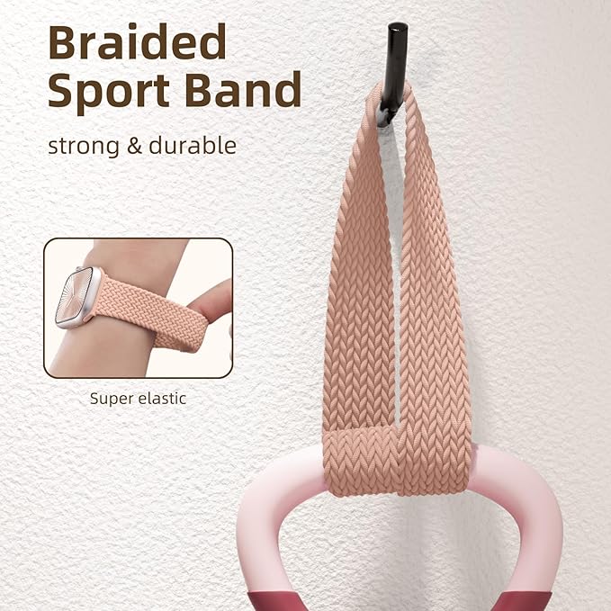 Braided Stretchy Bands Compatible with Apple Watch Bands 40mm 44mm 38mm 41mm 42mm 45mm 46mm 49mm Women Men, Soft Nylon Sport Strap with Magnetic Clasp for iWatch Series 11 10 9 8 SE 7 6 5 4 3 2 Ultra - Image 4